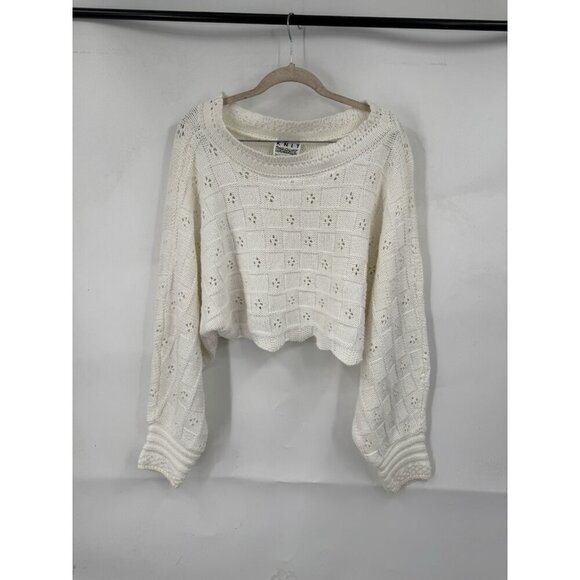 Knit Craze Coquette Ethereal Whimsical Cropped Sweater Women Small Ivory Fairy - Picture 1 of 9